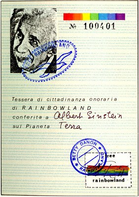 tessera di cittadinanza onoraria di Rainbowland a Einstein_1978